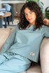 Women Fall Pajama Set Dusty Blue sweatshirt + pants